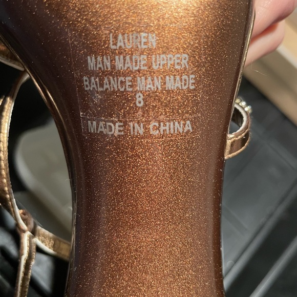 Sweeties Shoe Collections SZ 8, LAUREN, 4" heel Ankle Strap, Metallic Brown - Picture 3 of 3